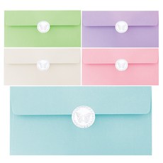 From&To 繽紛彩色信封 5款 120入 + 貼紙 120入, 白色, 粉紅色, 紫色, 天藍色, 淺綠色, 1套