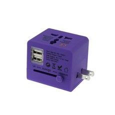 TourTech 旅行用萬用轉接頭 2USB 紫色 LE05, 1個