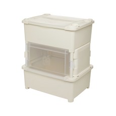 Living Smile 2層透明蓋尿布收納箱, 象牙白