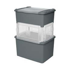 Living Smile 透明2層混合尿布收納架 L號, 深灰色