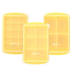 2deco 幼兒副食品矽膠分裝盒組, 黃色, 1組