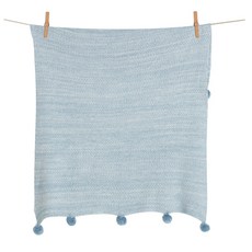 Quax 柔軟毛球針織毯, 天藍色