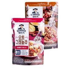 QUAKER 桂格 穀物燕麥片 蔓越莓香蕉口味+黃金堅果口味, 1組, 700g
