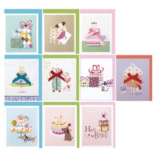 From&To T5047 感謝祝賀卡 新年賀卡 12款 卡片30p + 信封 30p, 混合顏色, 1套