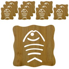 小魚圖案木製隔熱墊, 魚 2, 12件