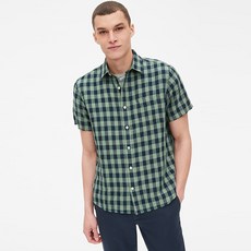 갭 남성용 스탠다드핏 리넨 코튼 반팔 셔츠