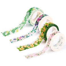 indigoshop 花卉圖案遮蔽膠帶套組，4 件。, 混色, 1套