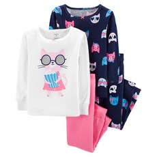 카터스 여아용 4피스 캣 스너그핏 코튼 파자마