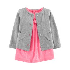 카터스 여아용 2피스 바디수트 드레스 & 가디건 세트