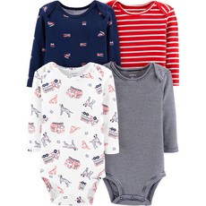 카터스 남아용 4팩 스트라이프 파이어트럭 오리지널 바디수트