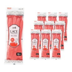 CLEANWRAP 蕾絲橡膠手套, 珊瑚, 10個, 大號 (L)