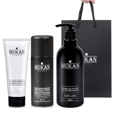 MUKAN 潔面3件套A, 深層潔面乳 + 剃須啫喱 + 多合一頭皮洗髮水 + 購物袋, 1套