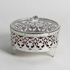 Credis 復古金屬圓形珠寶盒, 銀色, 1個
