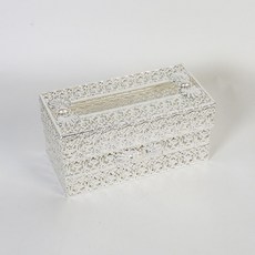 Credis 復古金屬珍珠裝飾方形面紙盒, 1個