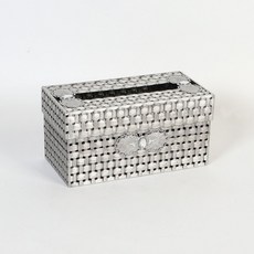 Credis復古金屬藤編紋方形面紙盒 古董錫, 1個