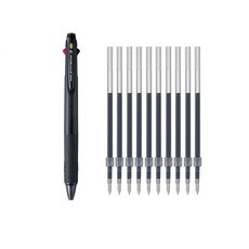 JETSTREAM 3 色圓珠筆 0.38mm + 筆芯黑色 10p, 黑色的, 1套