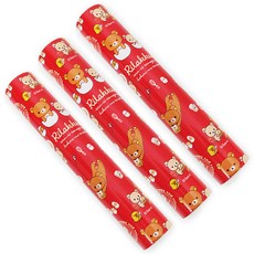 투영디자인 리락쿠마포장지 소 26.5 x 1800 cm, 레드, 3개입