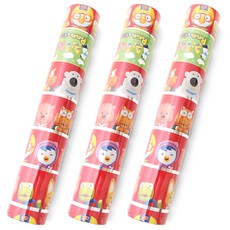 투영디자인 뽀로로 포장지 소 26.5 x 1800cm, 레드, 3개입