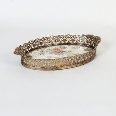 Cledis 復古橢圓玫瑰化妝托盤 小款 黃銅