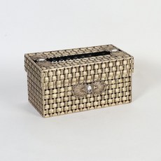 Credees復古金屬藤條紋方形面紙盒 古典新竹, 1個