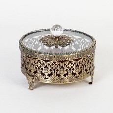 Credis 復古金屬圓形珠寶盒, 黃銅, 1個