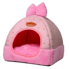 리빙조이 패턴 돔 강아지 하우스, 하트핑크, 1개