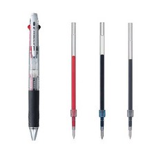 제트스트림 3색 볼펜 0.38mm + 리필심 흑 + 청 + 적, 투명, 1세트