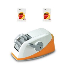 3M Scotch 按壓式切割膠帶台 橘色+隱形膠帶補充裝 18mm*20m 2入, 混色, 1組