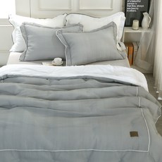 線條印花泡泡紗夏季薄被, 灰色