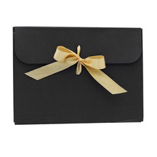 Dona&Deco Eve 緞帶裝飾信封 L 黑色 5入 + 淺棕色緞帶 5入, 混色, 1套