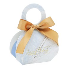 도나앤데코 소피 리본장식 라운드 손잡이 선물상자 enjoy today 연한 블루마블 10p + 리본 브라운 10p, 혼합 색상, 1세트