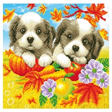 ZEZENEW 一對小狗 鑽石畫 B1022, 混合顏色, 1個