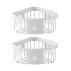 MONACO OLIVE 免打孔深型角落三角置物籃, 2個, 白色