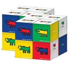 한예지 키스해링 큐브 천연펄프 미용티슈 2겹, 230개입, 16개