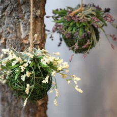 都市花園 胡枝子圓球人造花吊飾, 奶油色