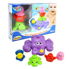 윈펀 바다친구들 첨벙첨벙 쌓기놀이 목욕놀이완구, 혼합 색상, 1개