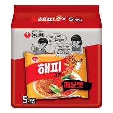 농심 해피라면 매운맛 106g, 5개