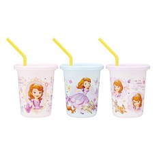 Skater 小公主蘇菲亞吸管杯 320ml 3入, 混色, 1組