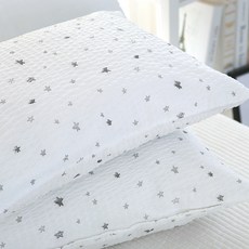 g BEDDING 泡泡紗閃亮星星枕頭套 2入 + 枕芯 2入, 灰色