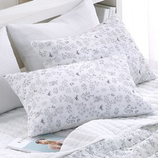 G-bedding 泡泡紗鳥鳴枕頭套 2入 + 枕芯 2入, 灰色