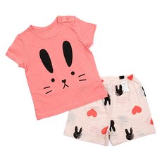 Maykids 女童兔子印花5分袖套裝