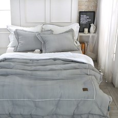 線條印花泡泡紗夏季薄被, 灰色