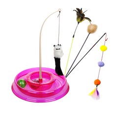 Interpop貓咪玩具貓抓板+釣魚竿 隨機出貨 3種, 粉色的, 1套