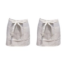 BYDECO 素色簡約半身圍裙, 白色, 2個