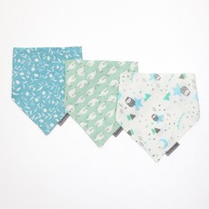 bebe chouette 女童雙面印花雙層紗布圍兜 3入