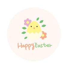 도나앤데코 동물친구들의 부활절 꼬꼬의 탄생날 원형 스티커 4cm, 혼합 색상, 60개입