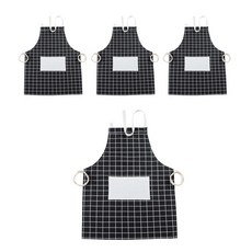 Block Mart 北歐風格子圖案圍裙, 黑色, 4個