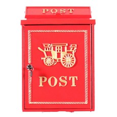 Instagram照明POST壁掛式馬車鑄鐵信箱, 紅色