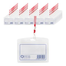 韓國製透明橫式工作證件套 85*54mm, 紅色的, 200件