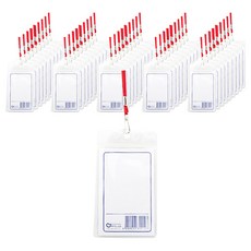 韓國製透明直式工作證件套 54*85mm, 紅色的, 200件